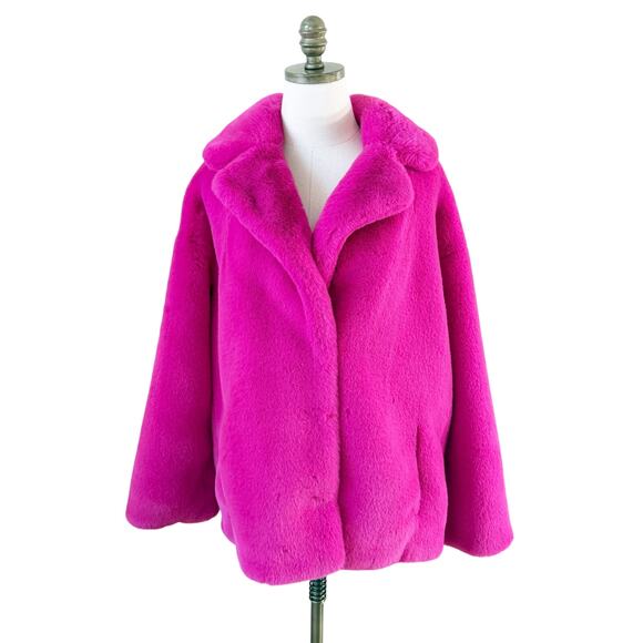 Stand Studio Pink Faux Fur Savannah Jacket Women's Size 34/XS 100% Polyester - Picture 2 of 10
